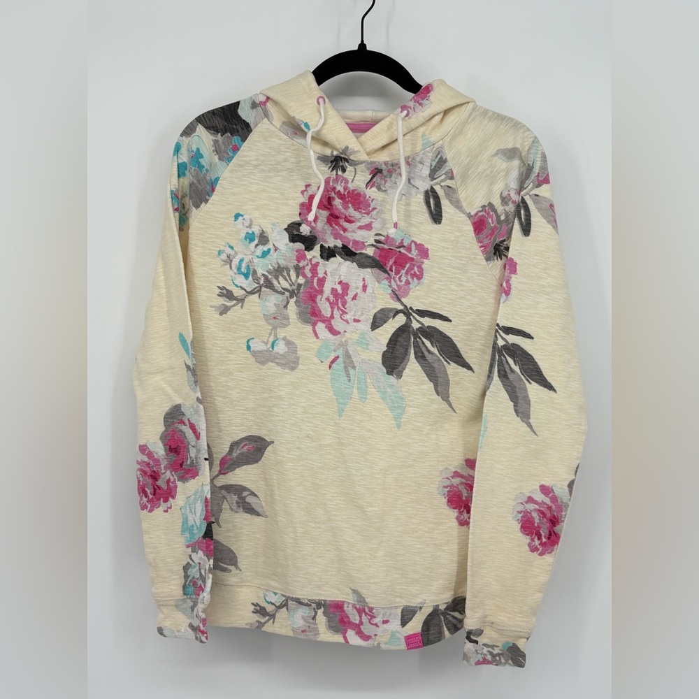 JOULES Marlston Hoodie Cream Floral with Pink and Gray 100% Cotton Women’s 10